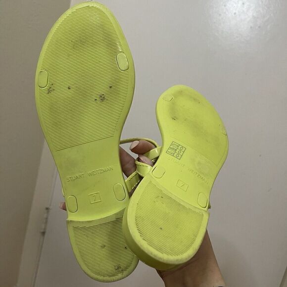 Stuart Weitzman neon yellow slip on jelly flats sandals size US 7 - Picture 3 of 4
